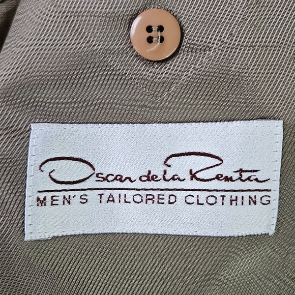 Oscar de la Renta Vintage Wool Houndstooth Blazer Button Down in Brown Size 43L - Picture 6 of 14